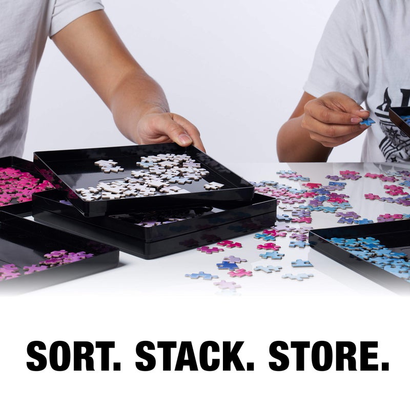 TIDYBOSS 8 Puzzle Sorting Trays with Lid 8" x 8" - Jigsaw Puzzle Accessories Black Background Makes Pieces Stand Out to Better Sort Patterns, Shapes and Colors | for Puzzles Up to 1500 Pieces - Image 5